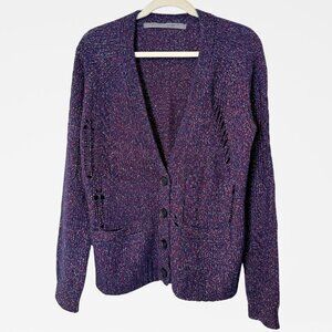 Raquel Allegra Designer Cardigan - Size 2 - Purple Fleck Baby Camel Cashmere
